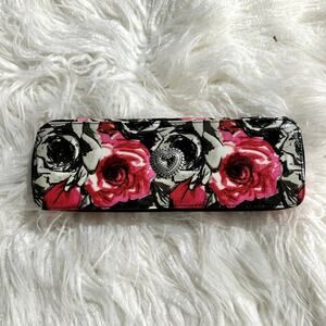 Brighton Madison Rose Travel Jewelry Case Black Floral Print Coated Canvas